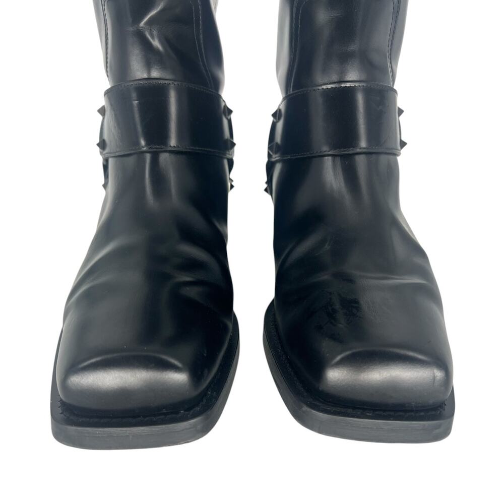Valentino Garavani Rockstud Calfskin Biker Boots Black 40 - Picture 8 of 16